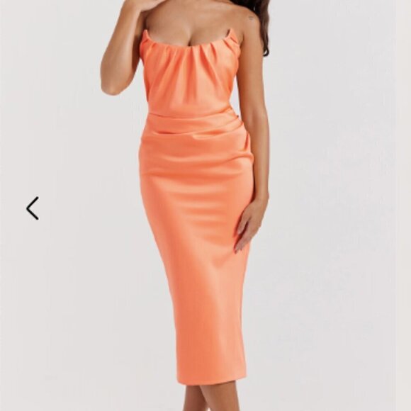 House of CB Alora Tangerine Strapless Corset Midi Dress - XS - Picture 8 of 9